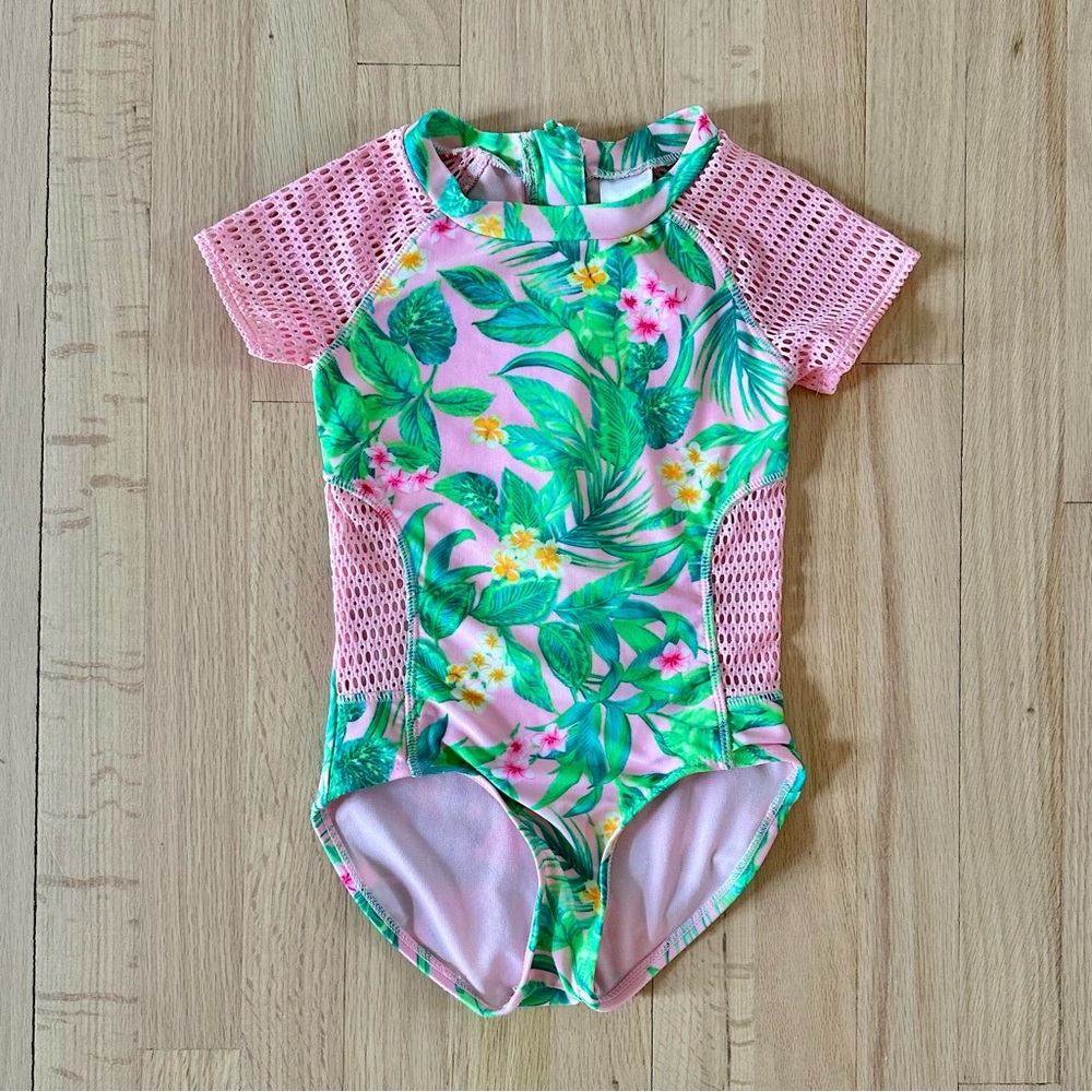 Cat & Jack Tropical Print Swimsuit, Size Small (6/6X)